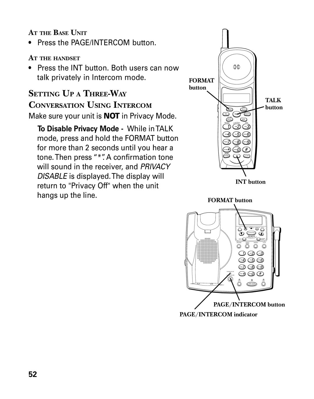 GE 26939 manual Press the PAGE/INTERCOM button 