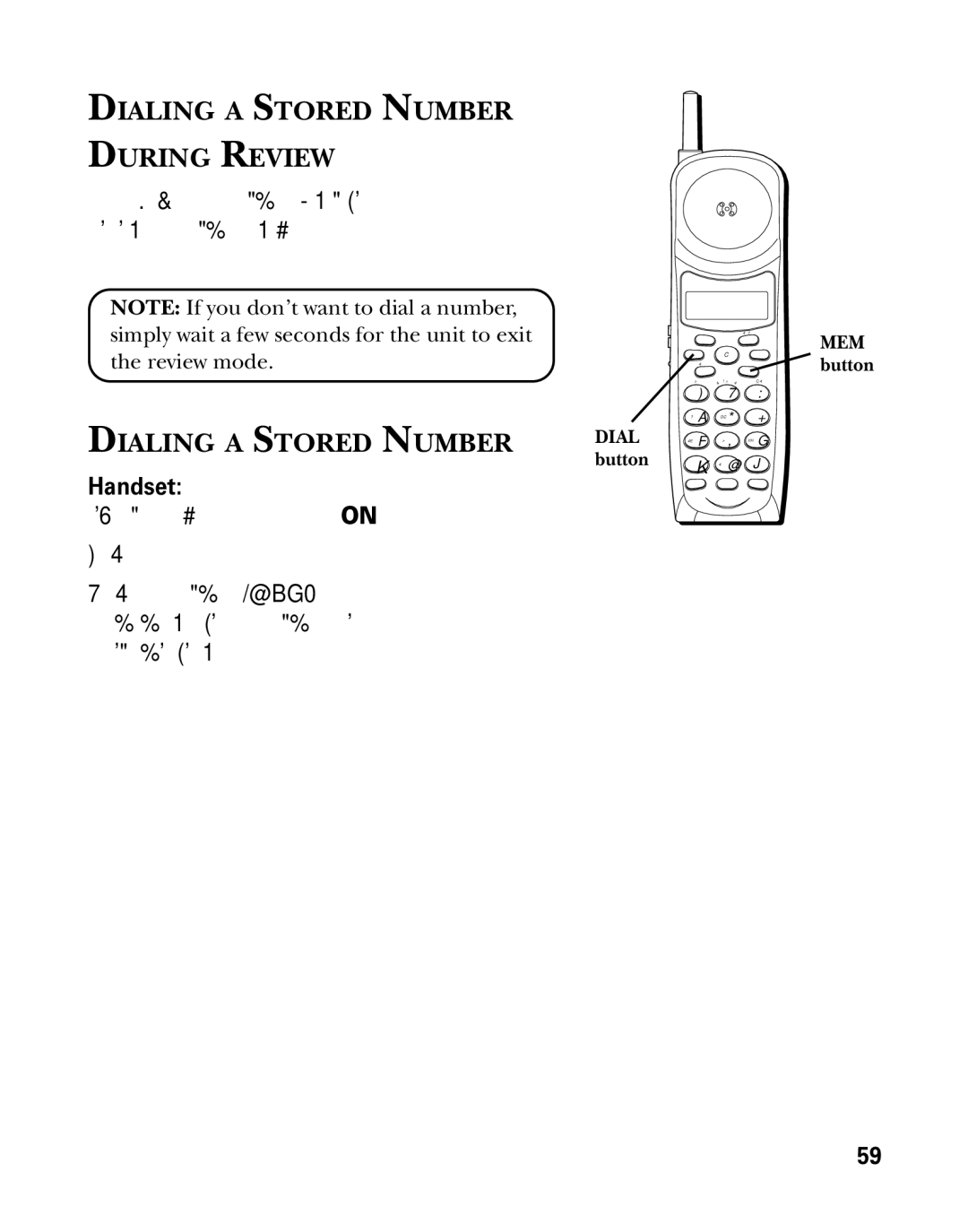 GE 26939 manual Dialing a Stored Number During Review, Handset 