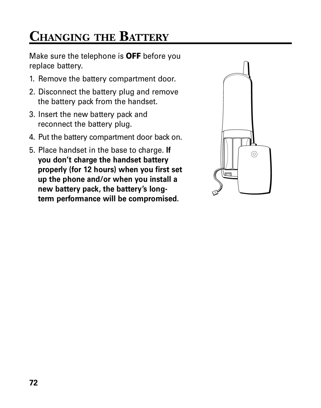 GE 26939 manual Changing the Battery 