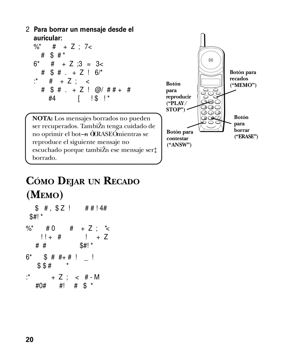 GE 26958 manual Cómo Dejar UN Recado, Para borrar un mensaje desde el auricular, Botón, Contestar 