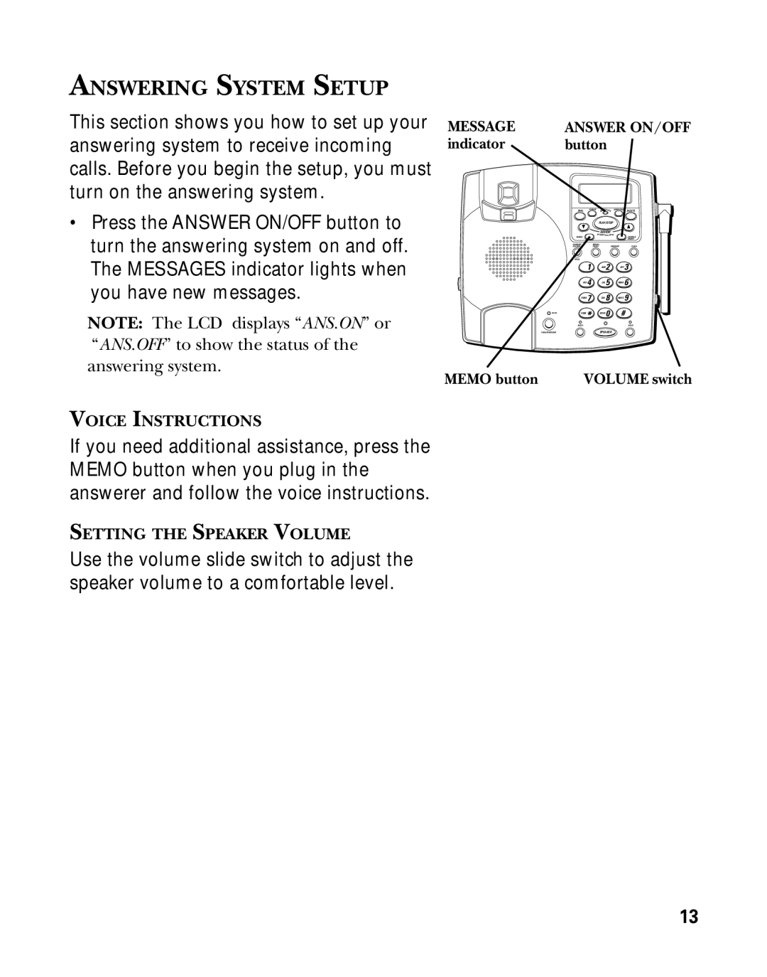 GE 26958 manual Answering System Setup, Message 