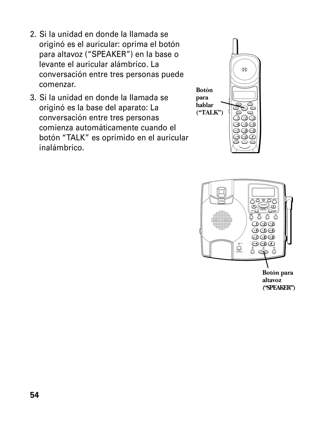 GE 26958 manual Botón, Talk 