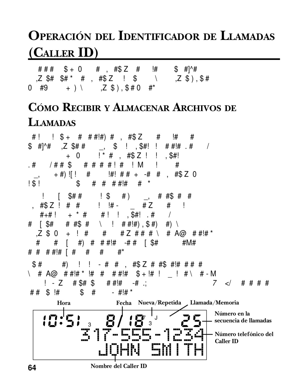 GE 26958 Operación DEL Identificador DE Llamadas Caller ID, Cómo Recibir Y Almacenar Archivos DE Llamadas, Número en la 