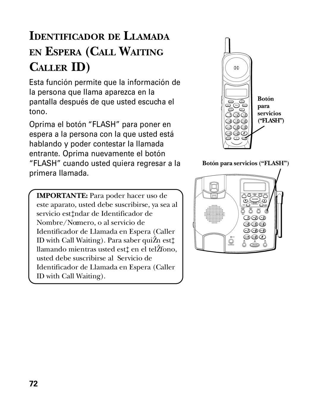 GE 26958 manual Identificador DE Llamada EN Espera Call Waiting Caller ID, Flash 