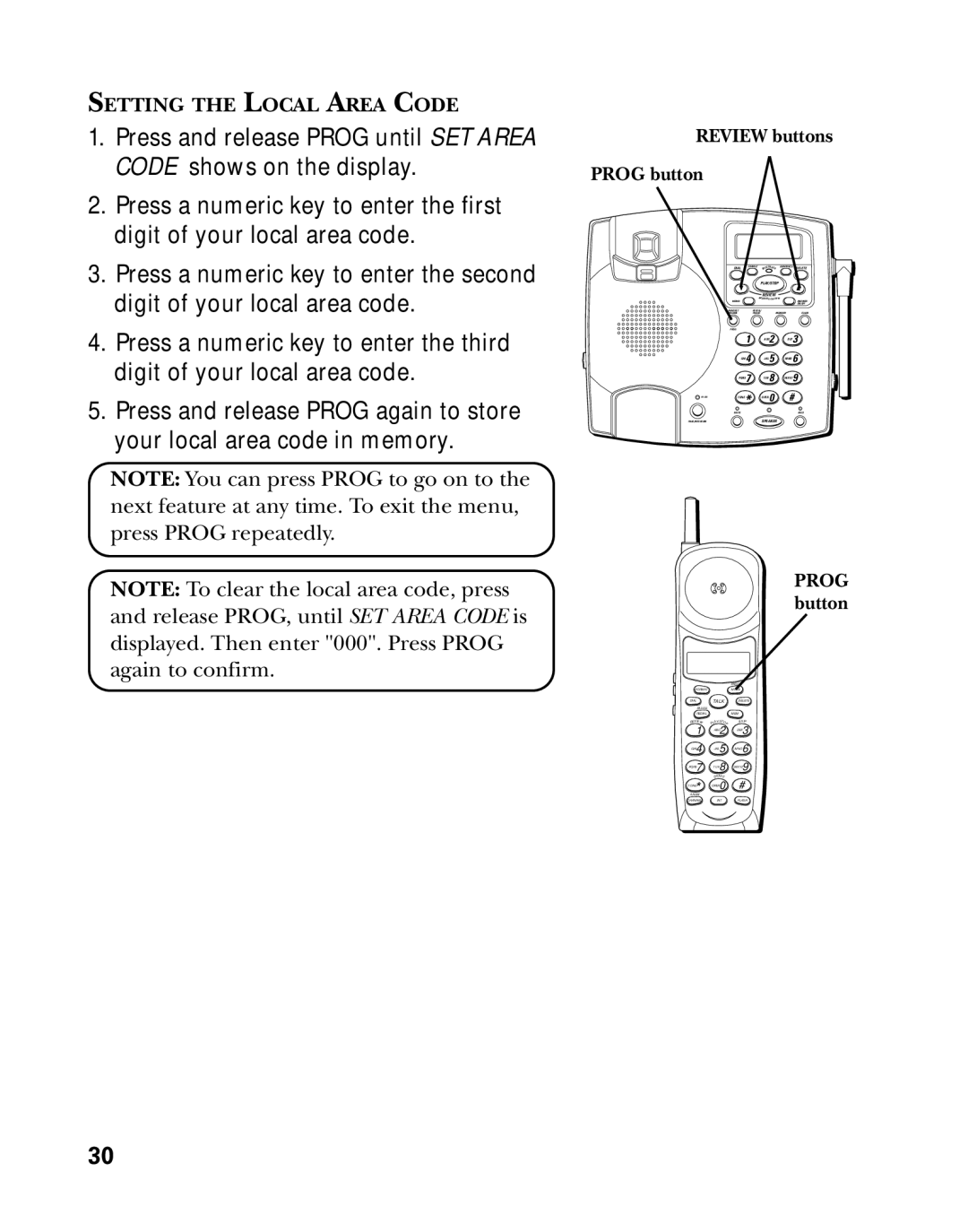 GE 26958 manual Setting the Local Area Code 