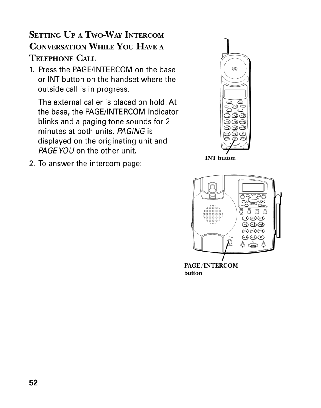 GE 26958 manual INT button 