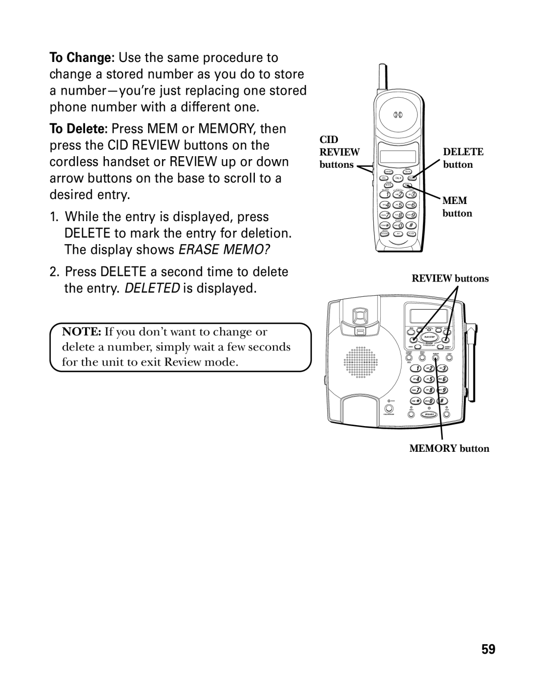 GE 26958 manual CID Delete Review 