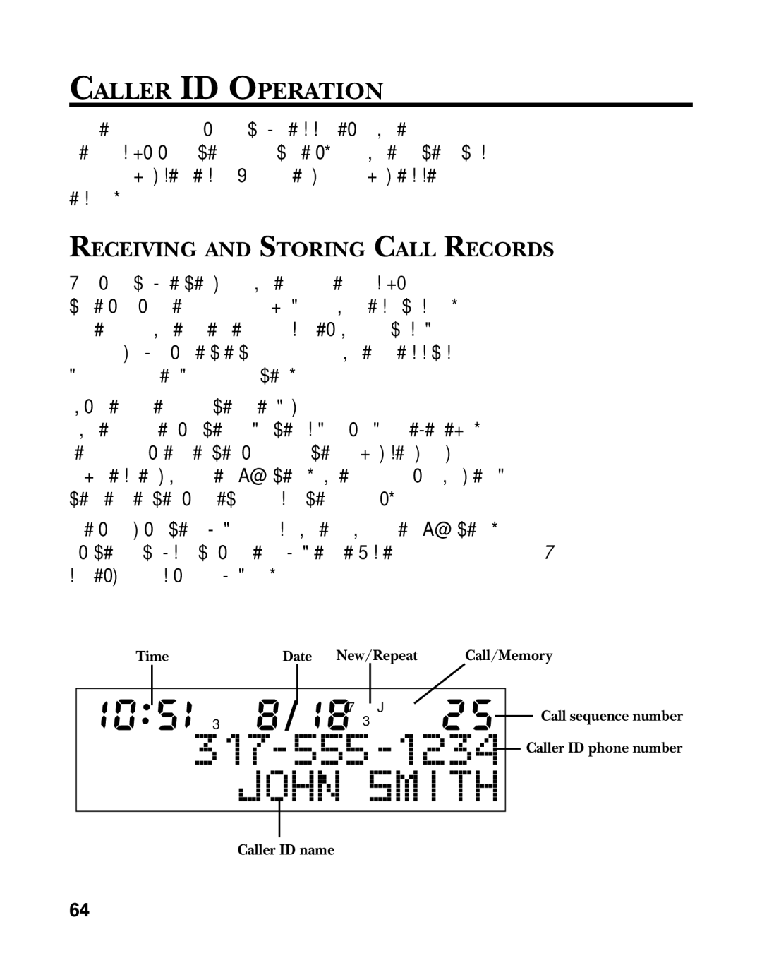 GE 26958 manual Caller ID Operation, Receiving and Storing Call Records 