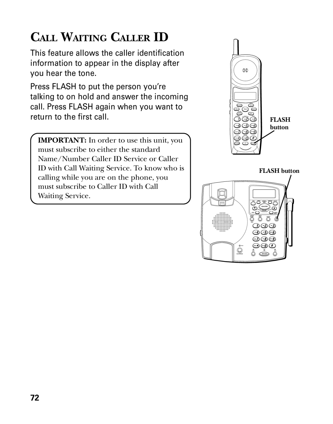 GE 26958 manual Call Waiting Caller ID, Flash button 