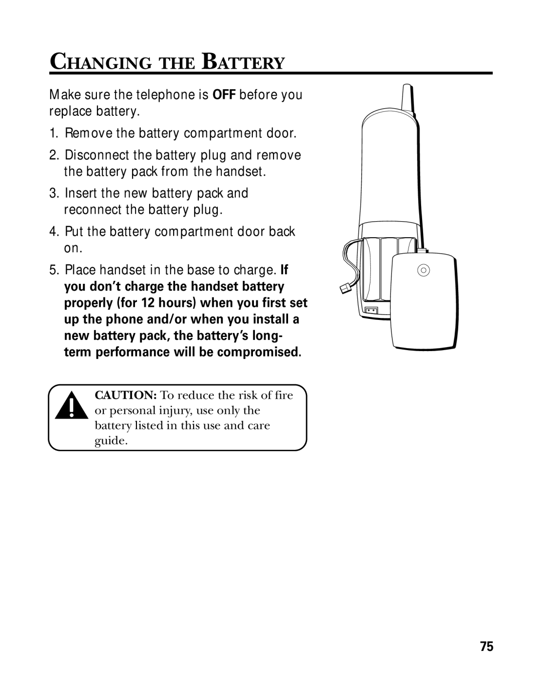 GE 26958 manual Changing the Battery 