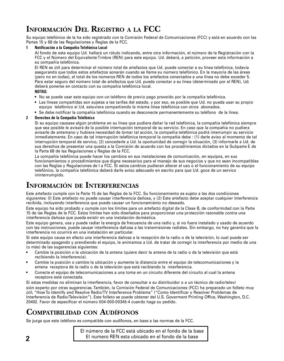 GE 26958 manual Información DEL Registro a LA FCC 