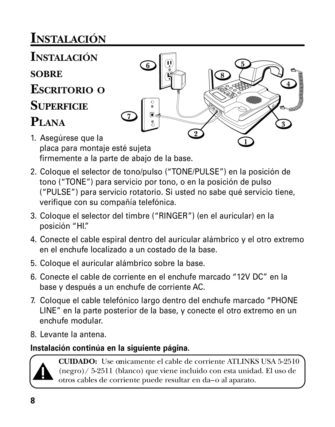 GE 26958 manual Instalación Sobre Escritorio O Superficie Plana, Asegúrese que la 