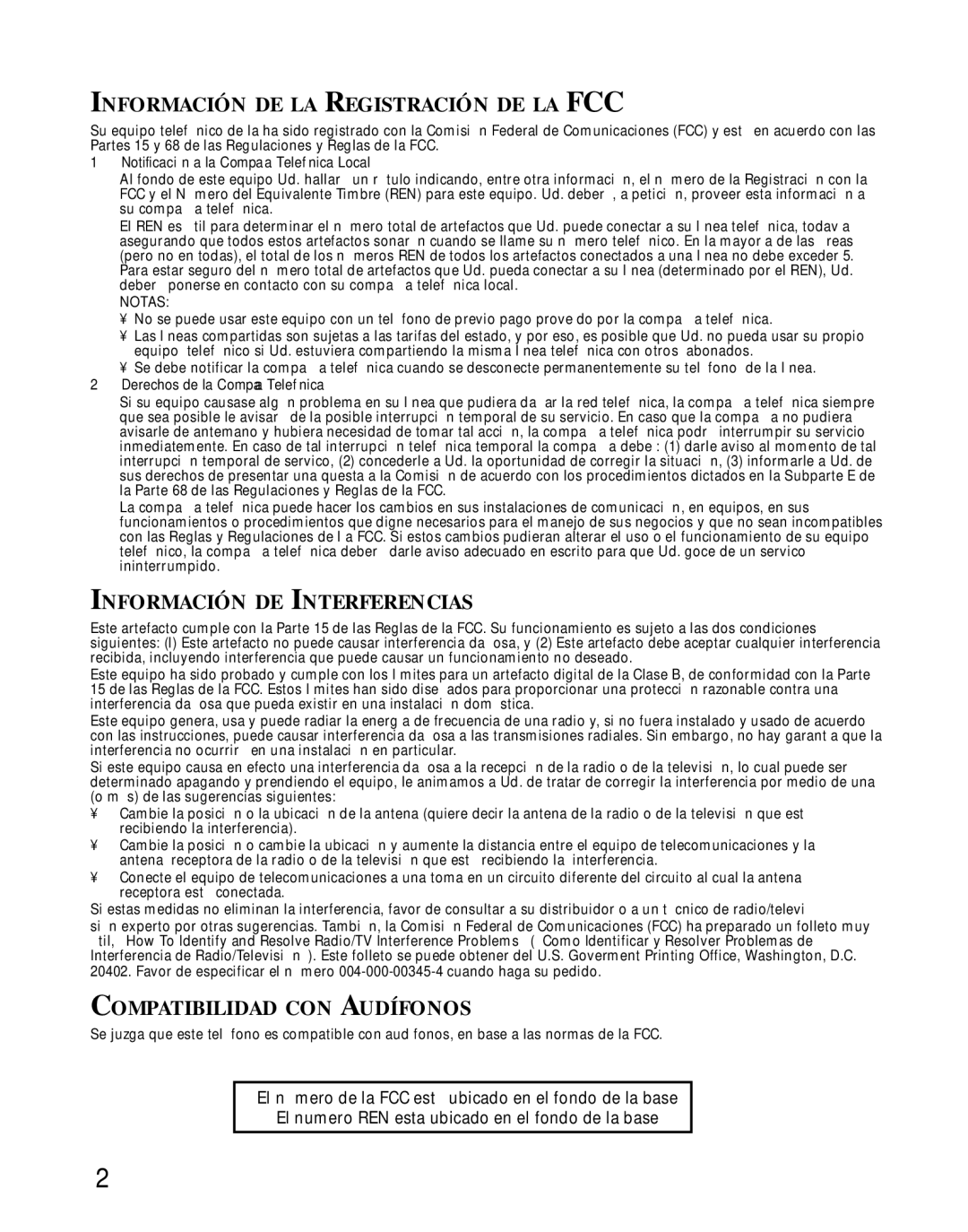 GE 26980, 26981 manual Información DE LA Registración DE LA FCC 