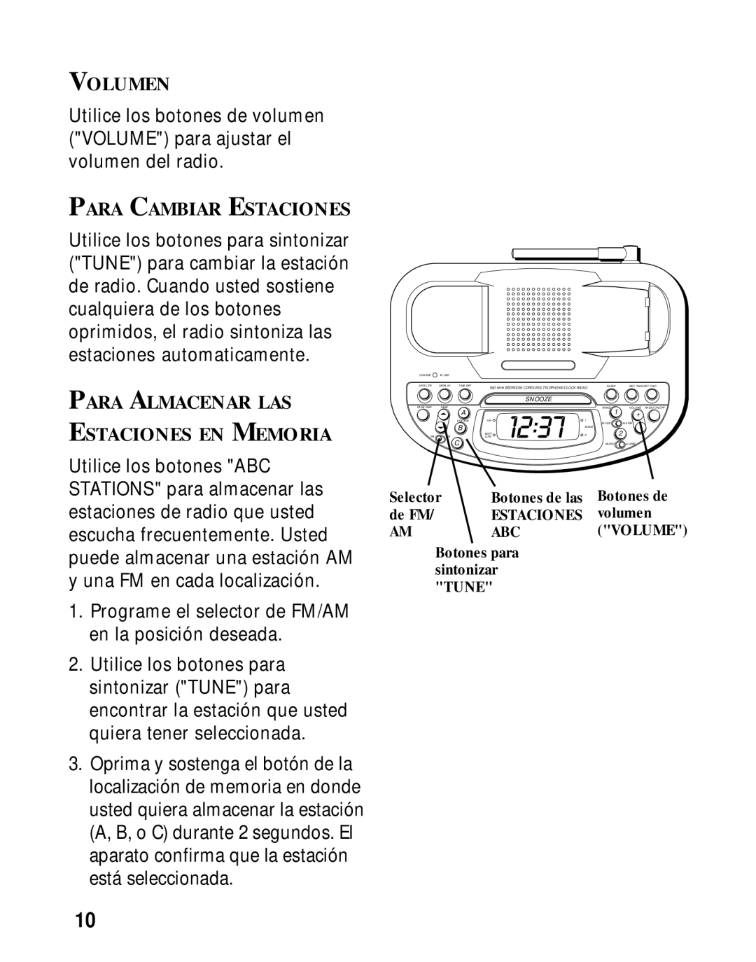 GE 26980, 26981 manual Volumen, Para Cambiar Estaciones, Para Almacenar LAS Estaciones EN Memoria 