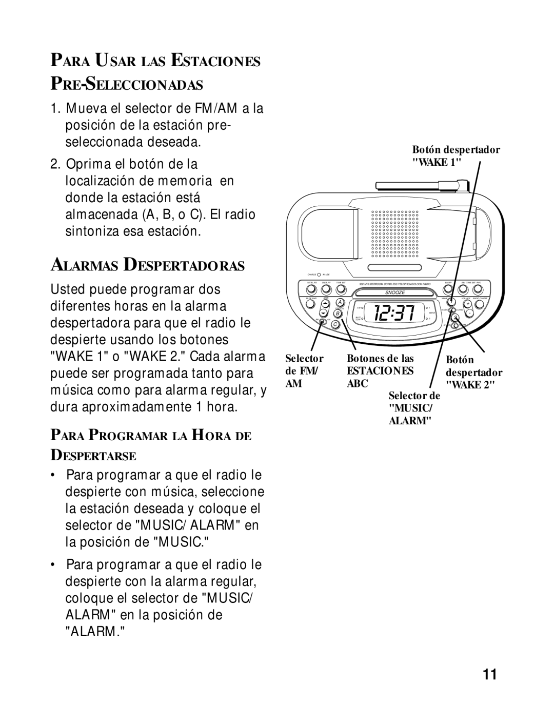 GE 26981, 26980 manual Para Usar LAS Estaciones PRE-SELECCIONADAS, Alarmas Despertadoras 