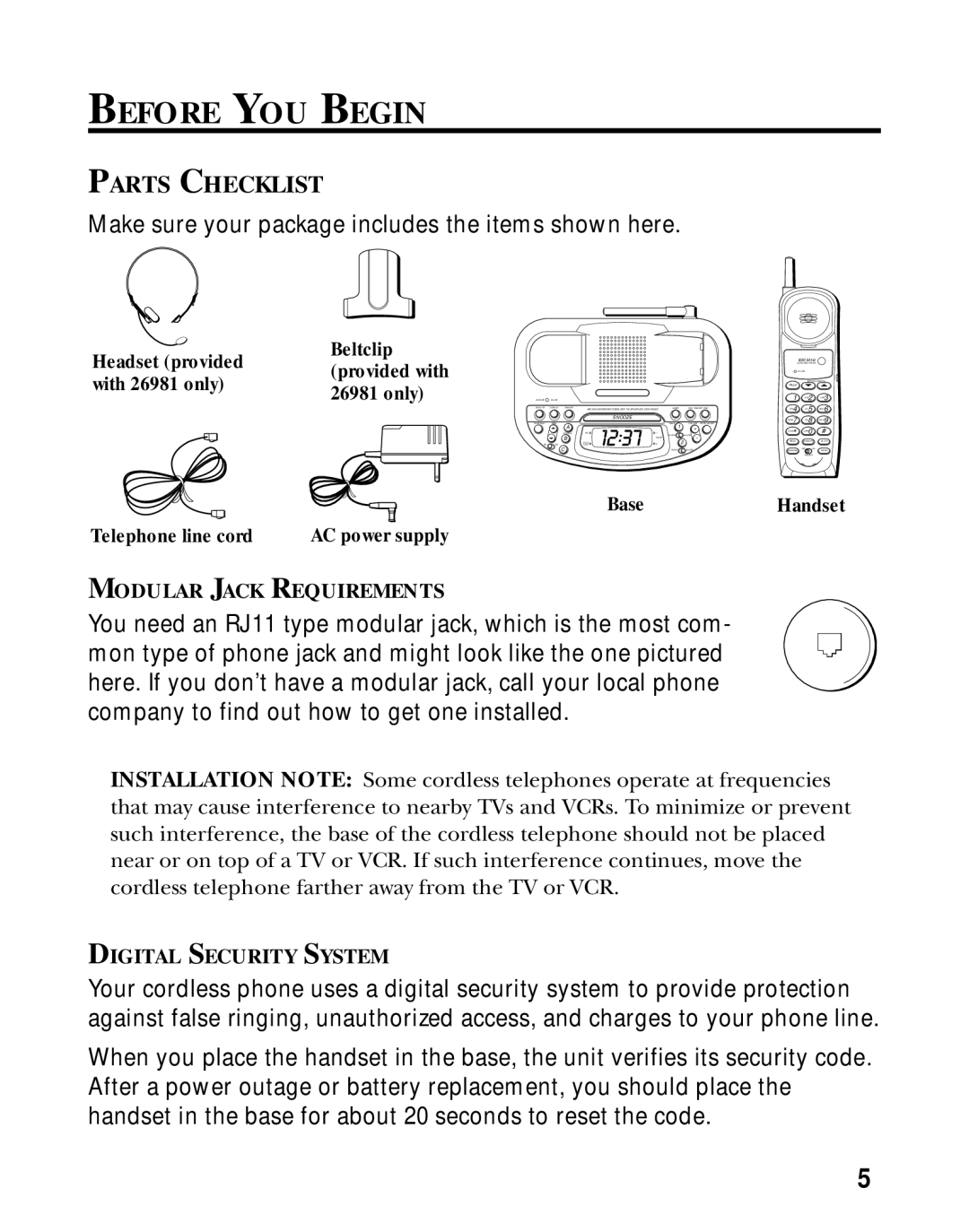 GE 26981, 26980 manual Before YOU Begin, Parts Checklist 