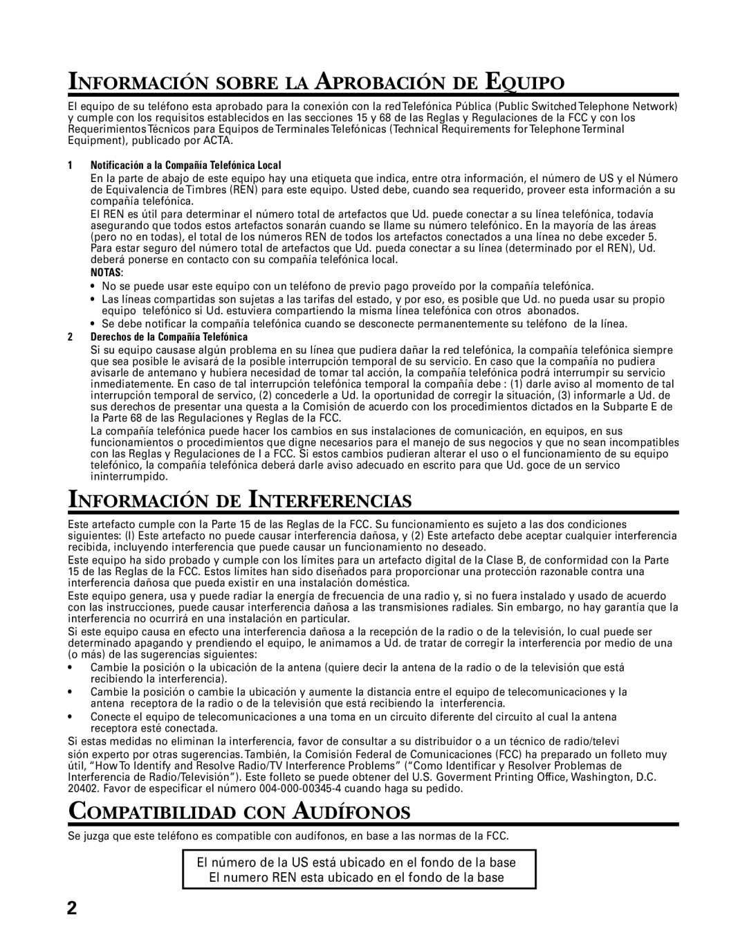 GE 26998 manual Información Sobre LA Aprobación DE Equipo, Información DE Interferencias, Compatibilidad CON Audífonos 