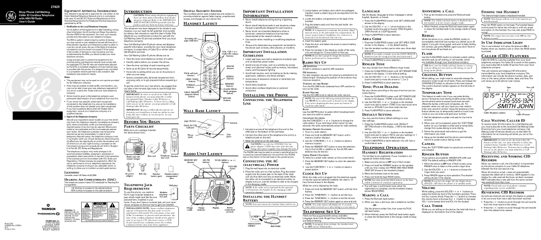 GE 27420 important safety instructions Introduction, Handset Layout, Important Installation Information, Before You Begin 