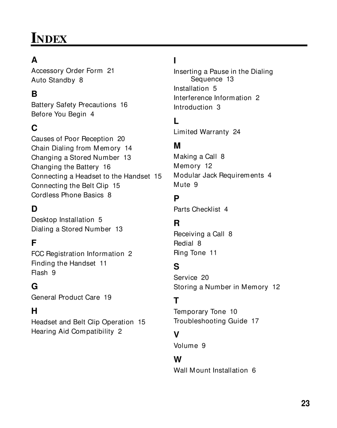 GE 27700 manual Index 