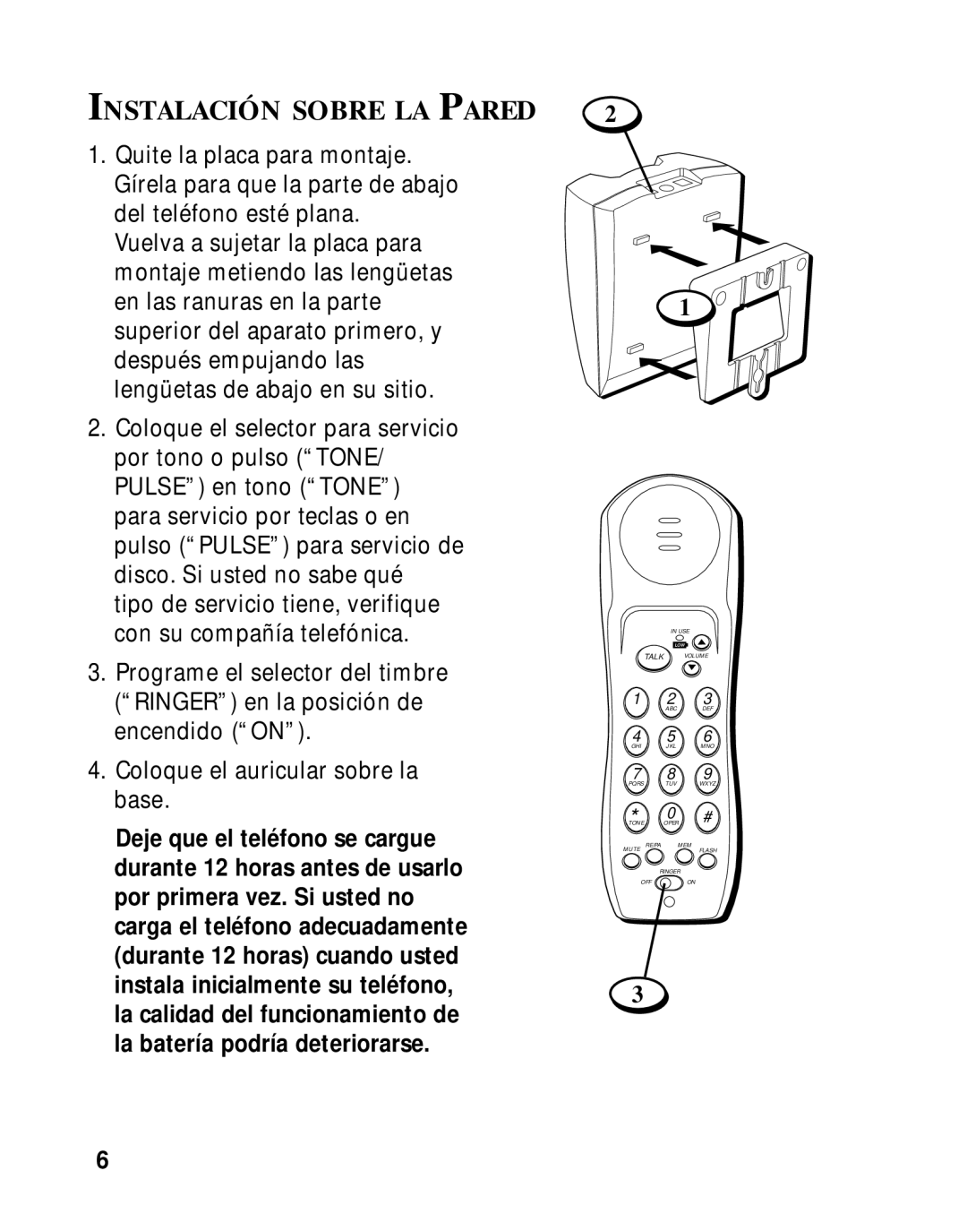 GE 27700 manual Instalación Sobre LA Pared 