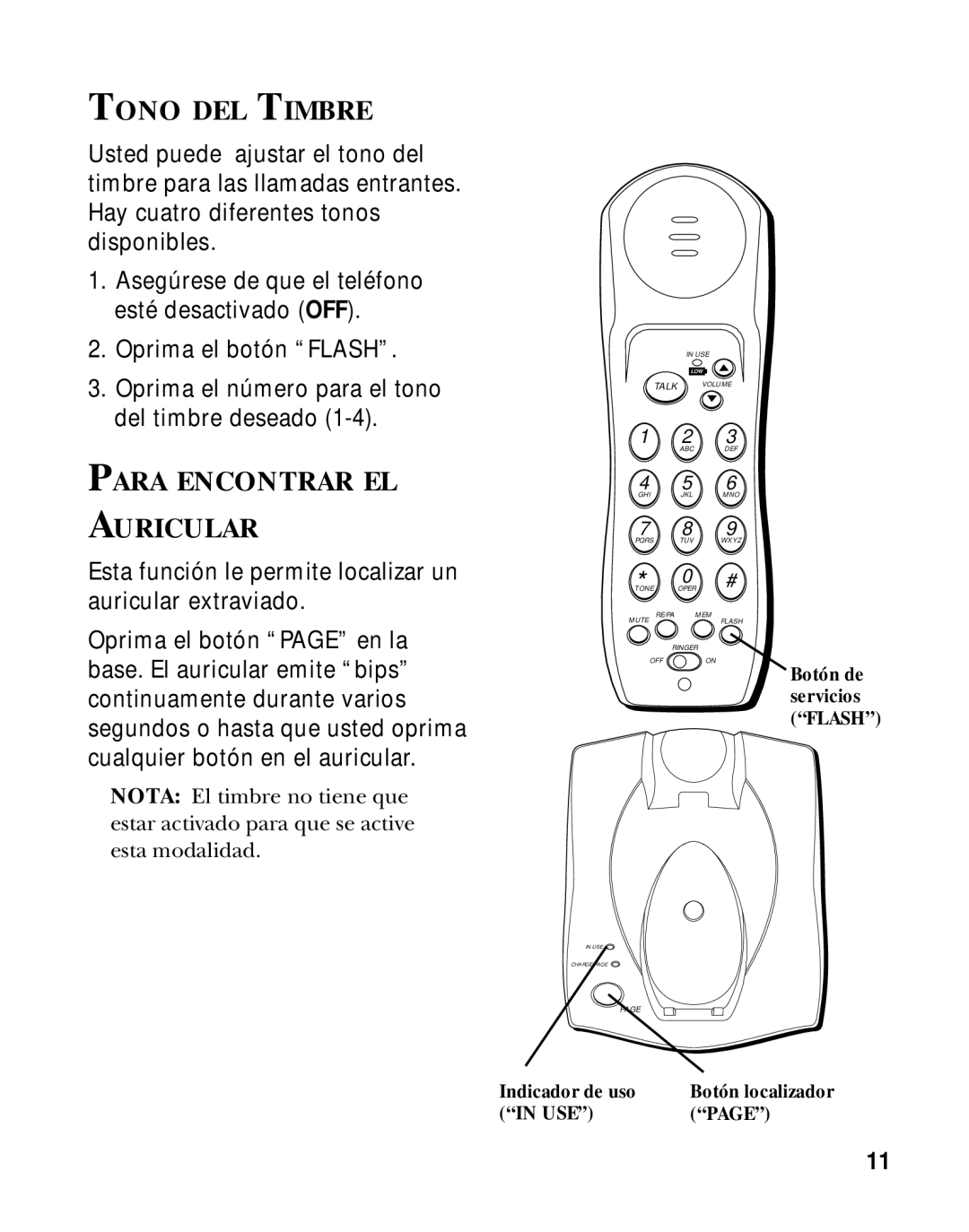 GE 27700 manual Tono DEL Timbre, Para Encontrar EL Auricular 