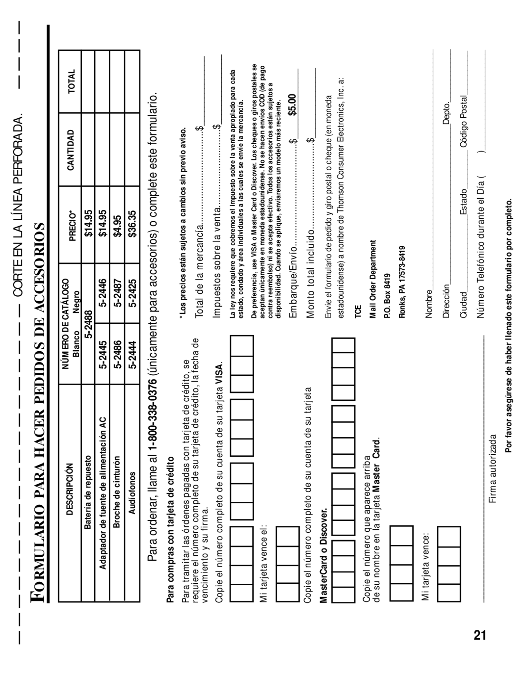 GE 27700 manual Corte EN LA Línea Perforada 