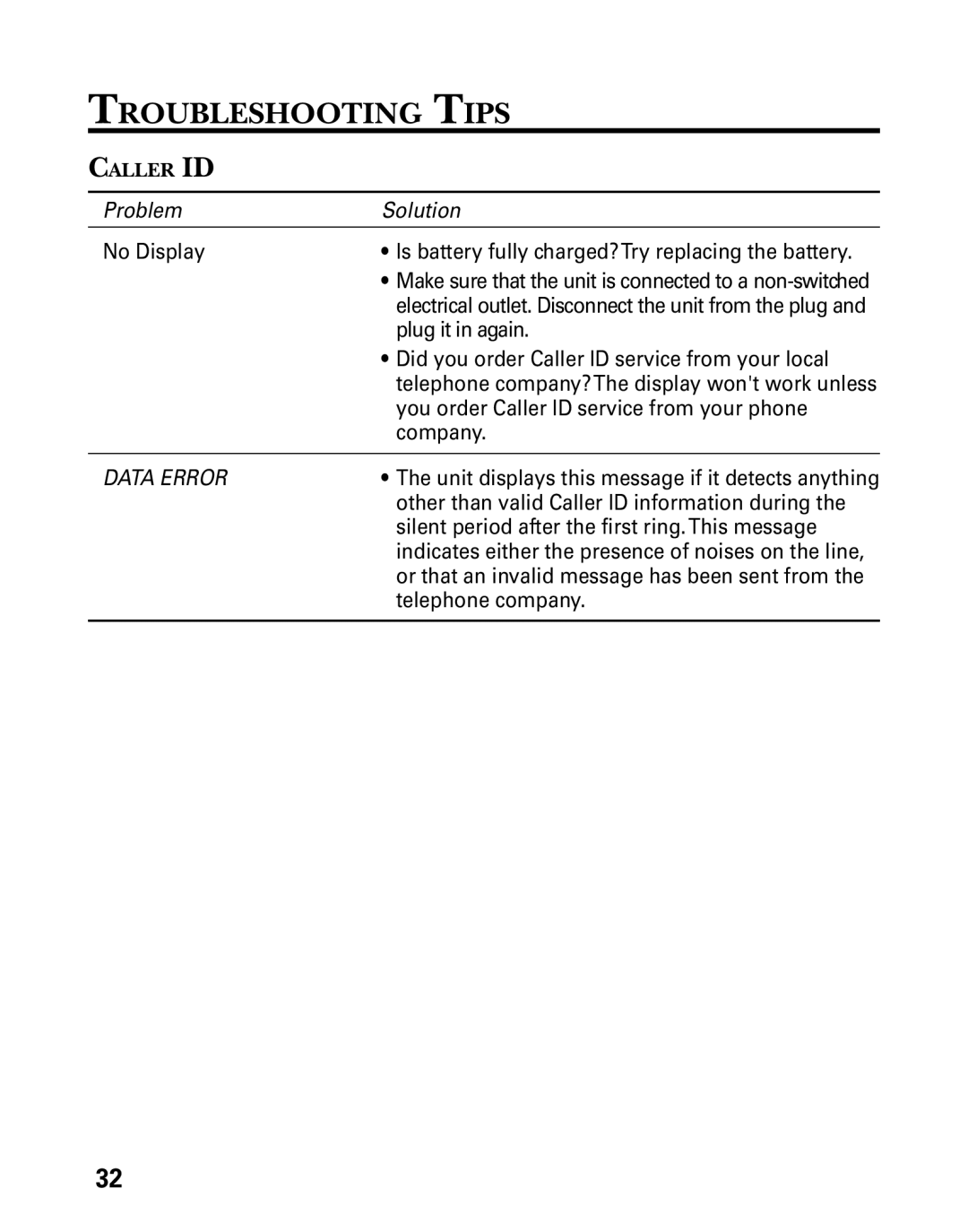 GE 27730 manual Troubleshooting Tips, Data Error 