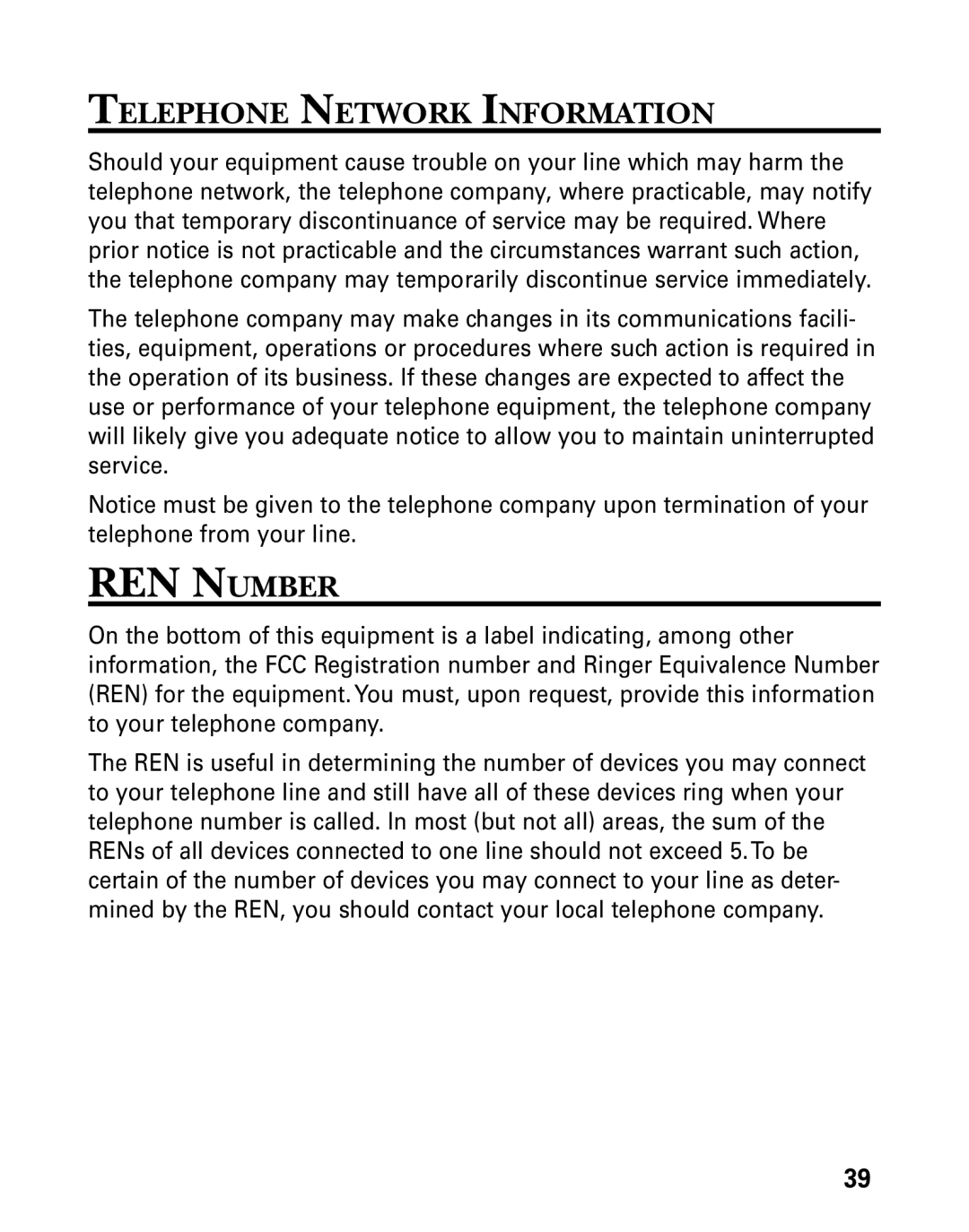 GE 27730 manual REN Number, Telephone Network Information 