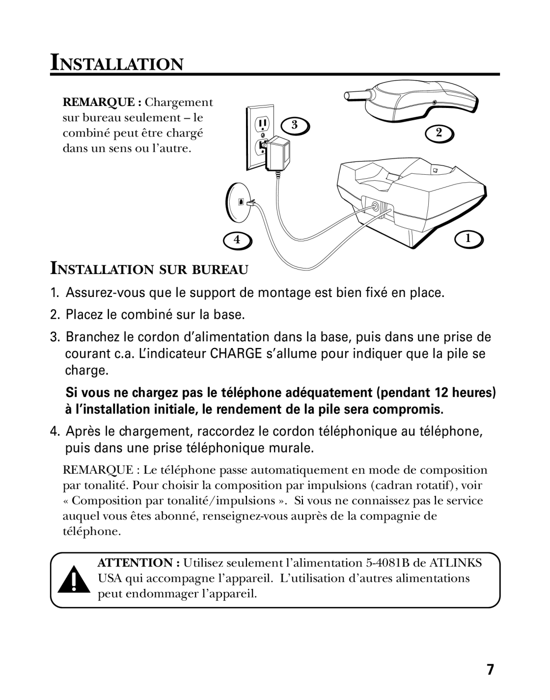 GE 27730 manual Installation SUR Bureau 