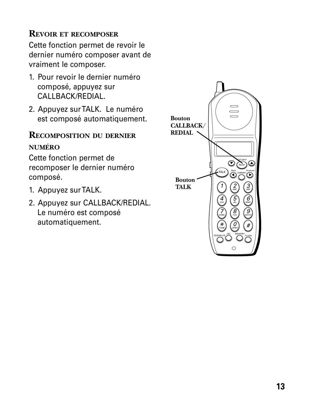 GE 27730 manual Callback/Redial 