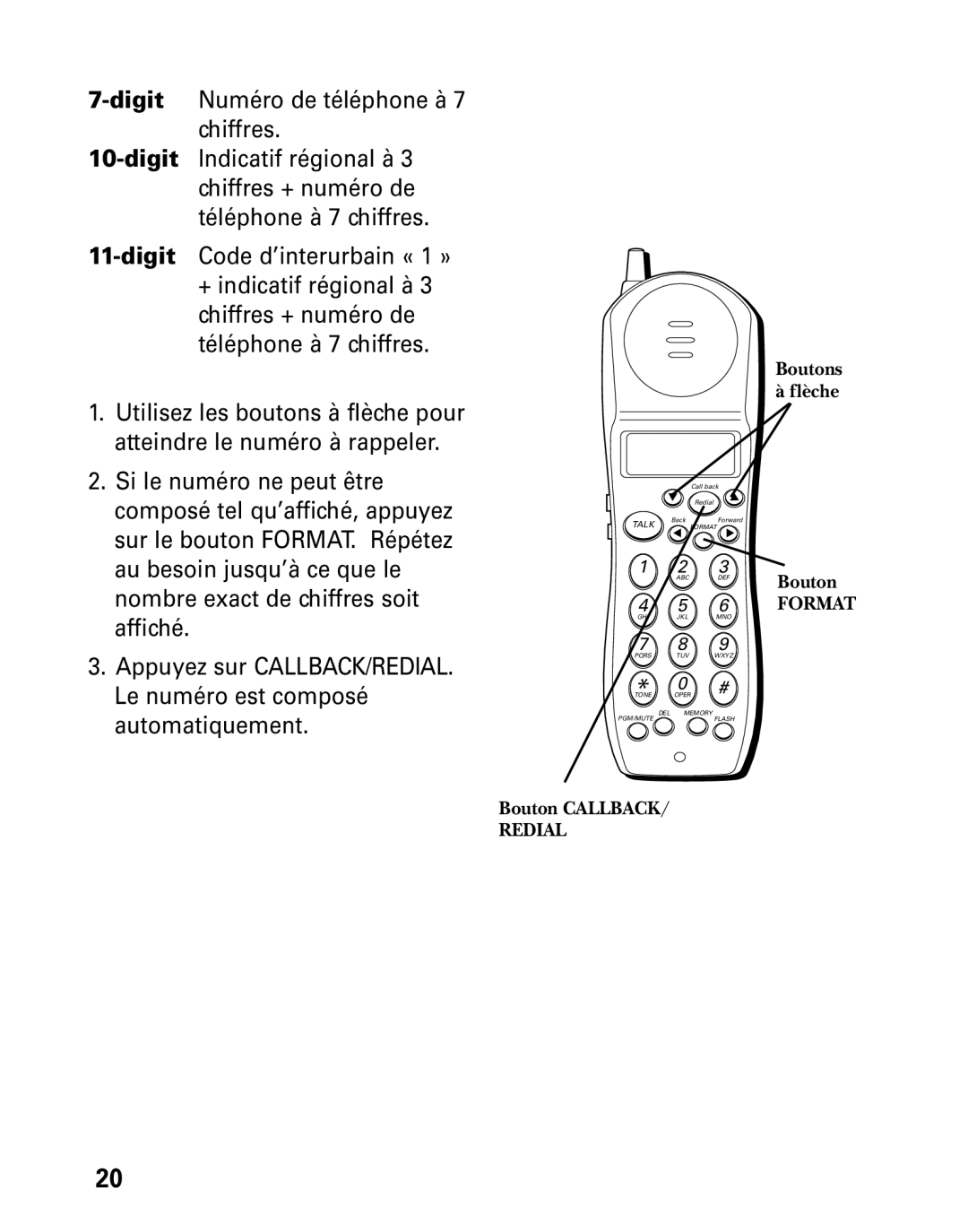 GE 27730 manual Bouton Callback 