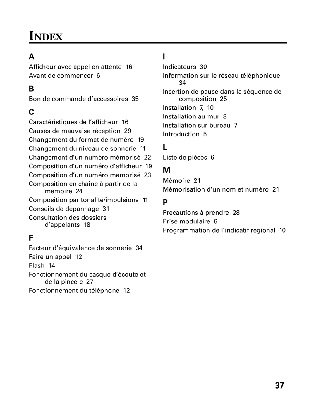 GE 27730 manual Index 