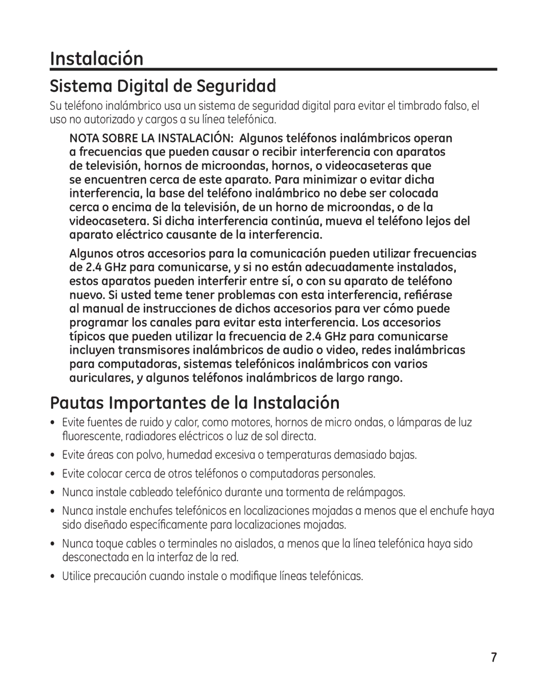 GE 27881 manual Sistema Digital de Seguridad, Pautas Importantes de la Instalación 