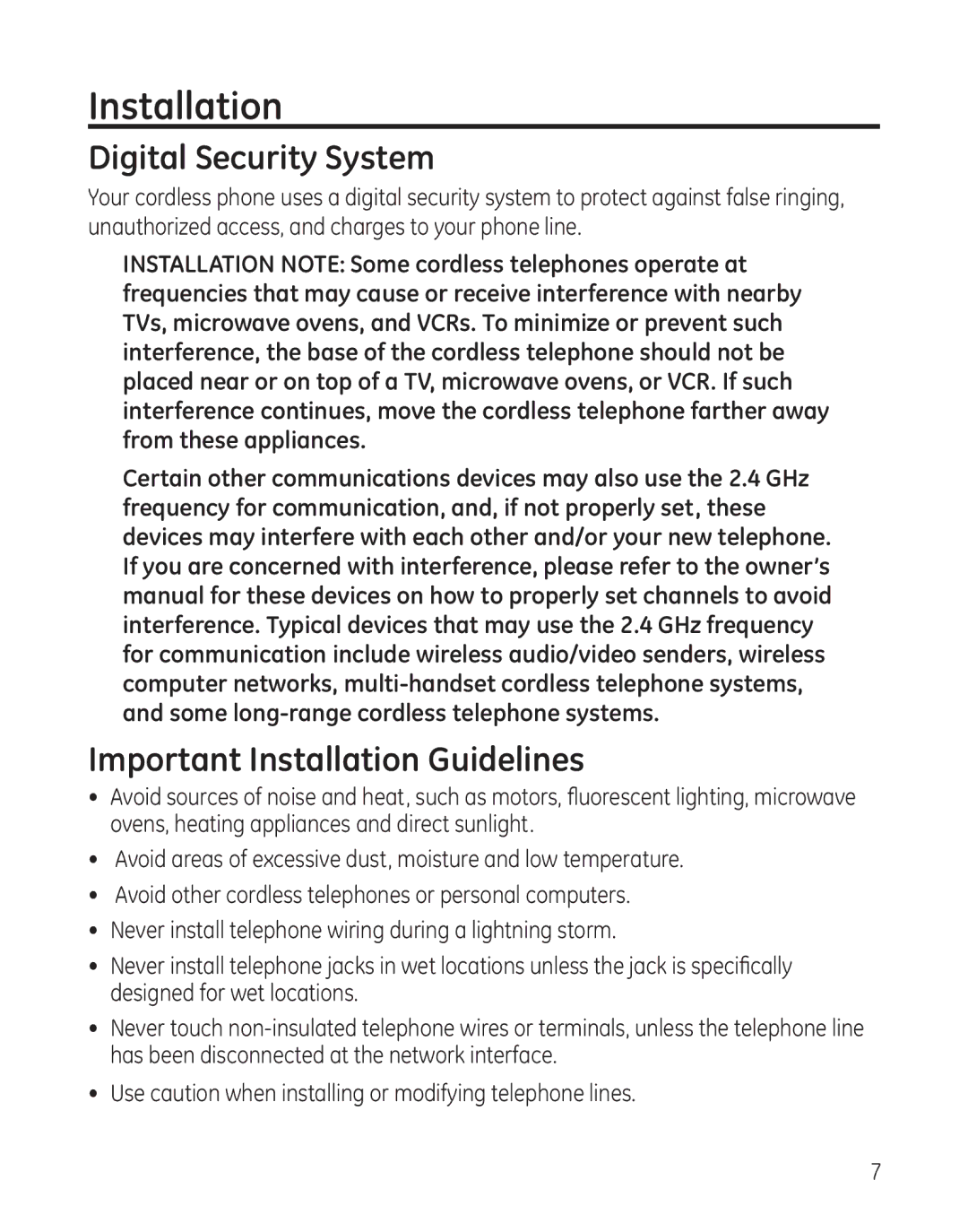 GE 27881 manual Digital Security System, Important Installation Guidelines 