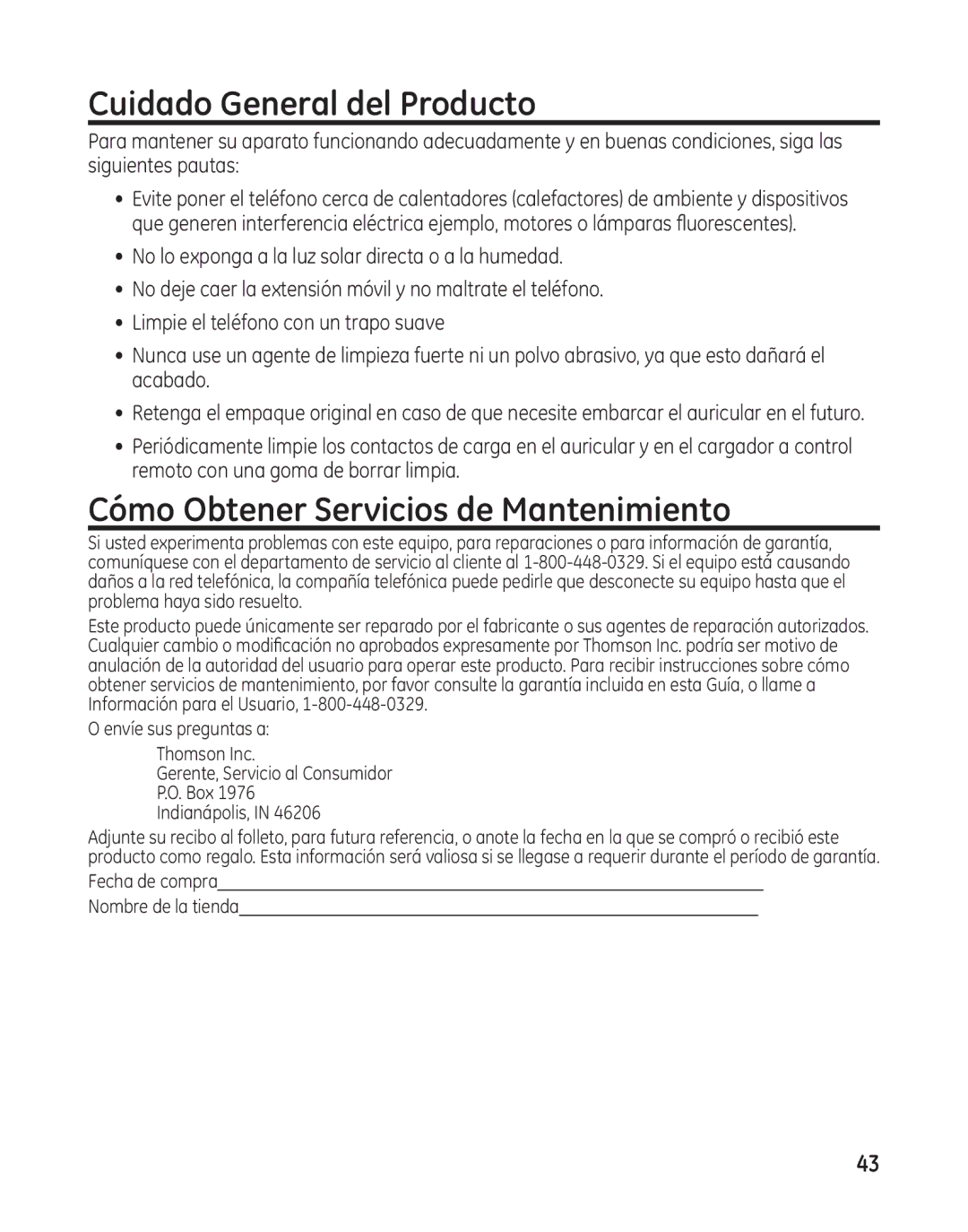 GE 27881 manual Cuidado General del Producto, Cómo Obtener Servicios de Mantenimiento 