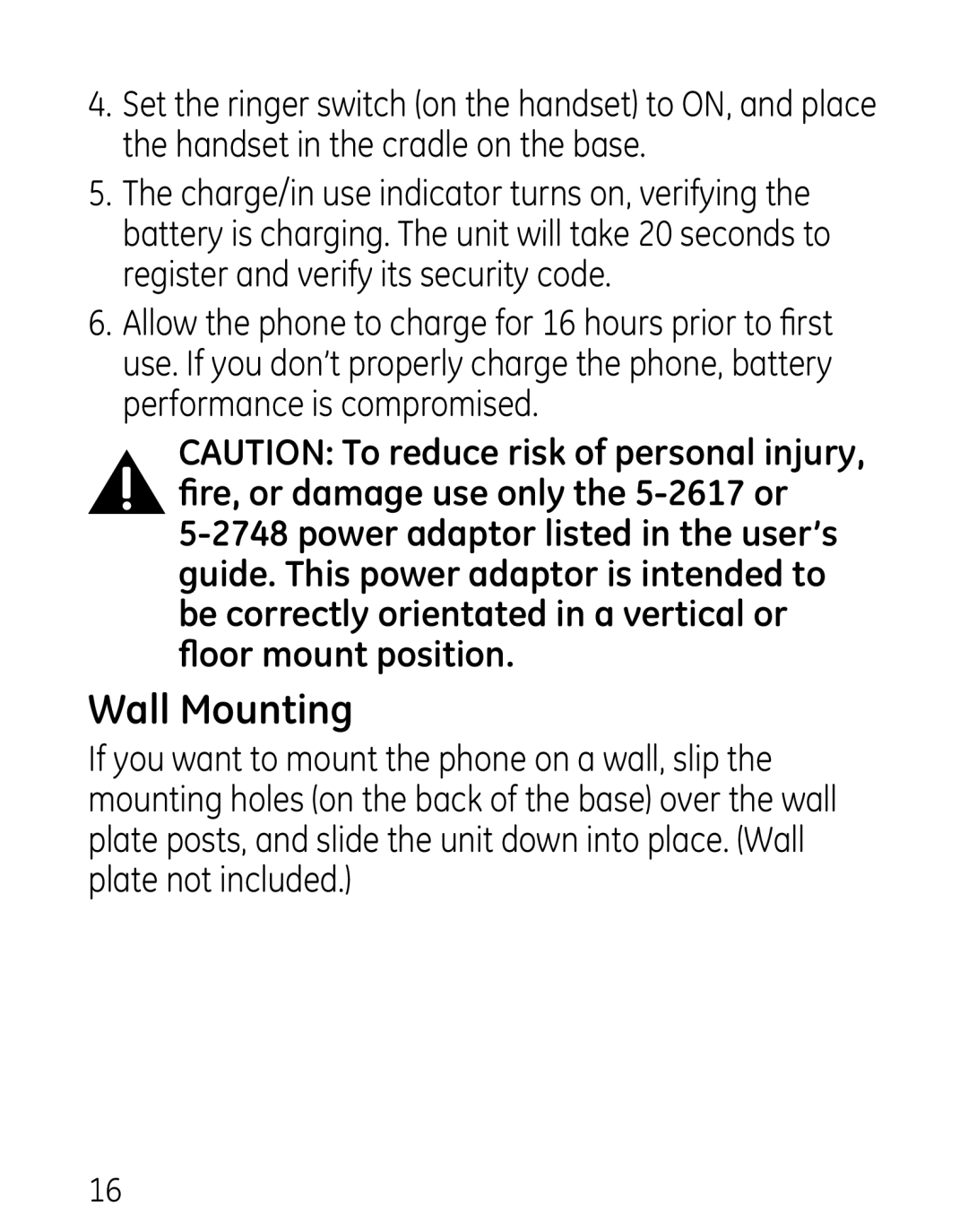 GE 27906 manual Wall Mounting 