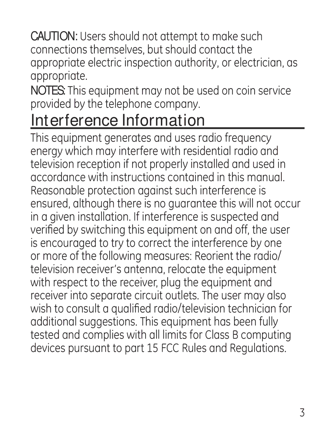 GE 27906 manual Interference Information 