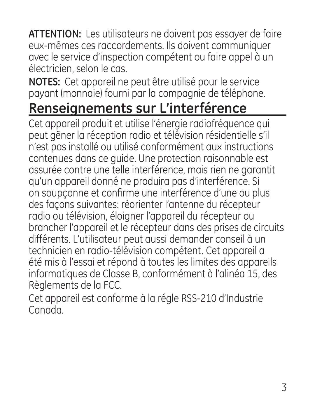 GE 27906 manual Renseignements sur L’interférence 