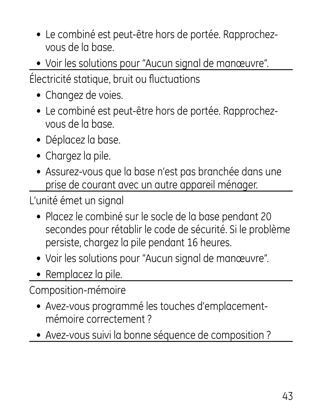 GE 27906 manual ’unité émet un signal 