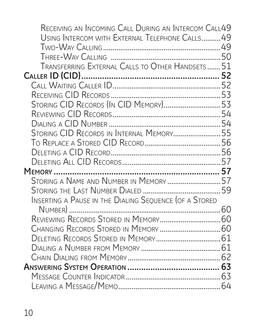 GE 7907, 27918, 00019188 manual Storing CID Records in Internal Memory 