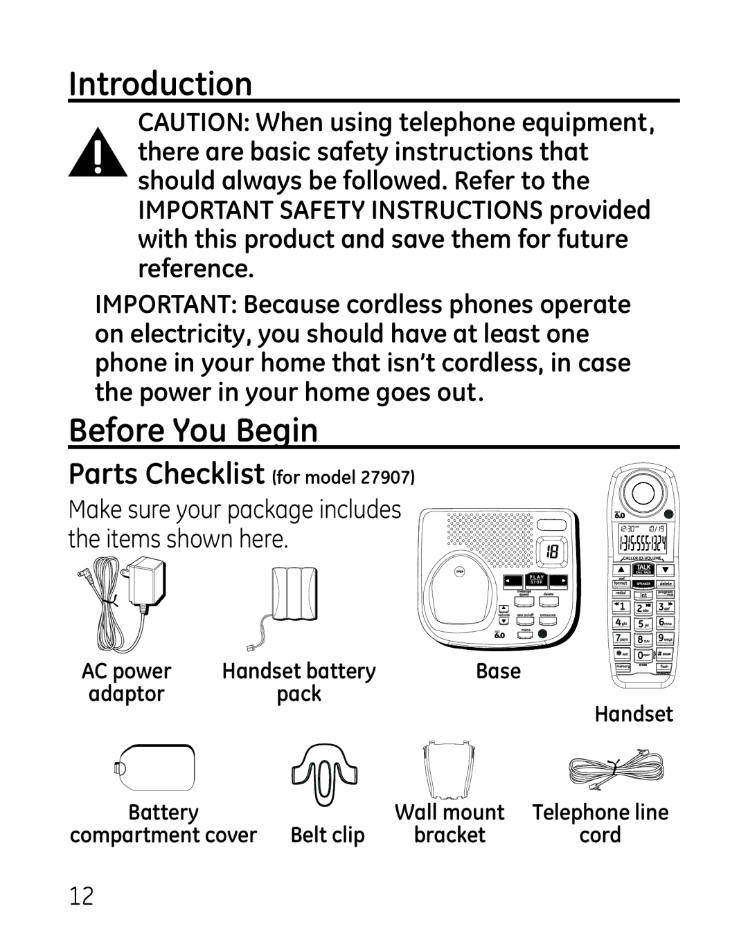 GE 27918, 7907, 00019188 manual Introduction, Before You Begin 