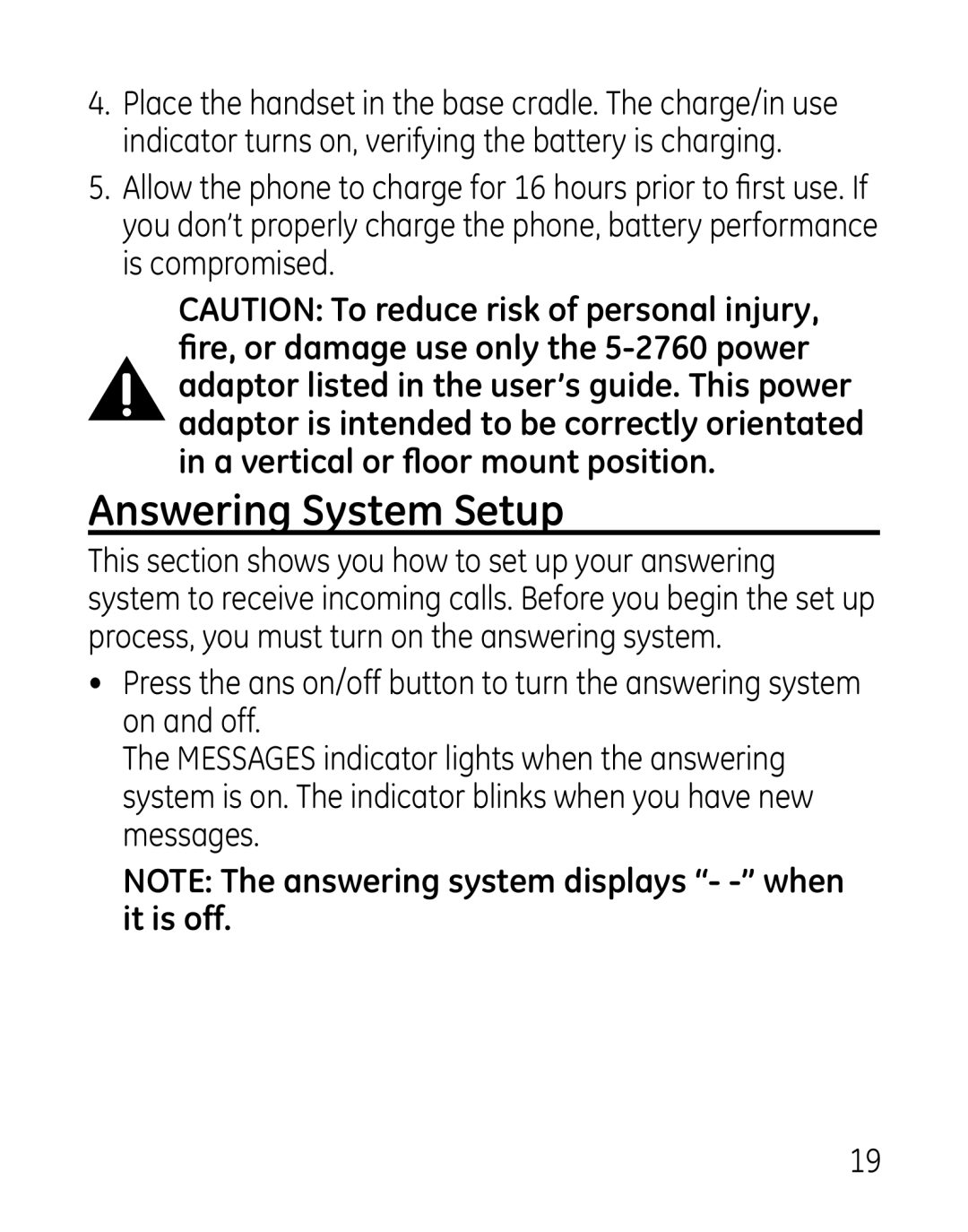 GE 7907, 27918, 00019188 manual Answering System Setup 