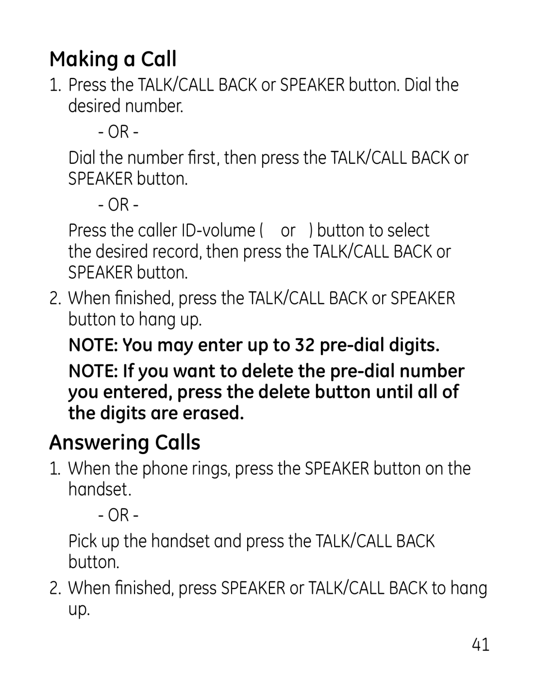 GE 00019188, 27918, 7907 manual Making a Call, Answering Calls 