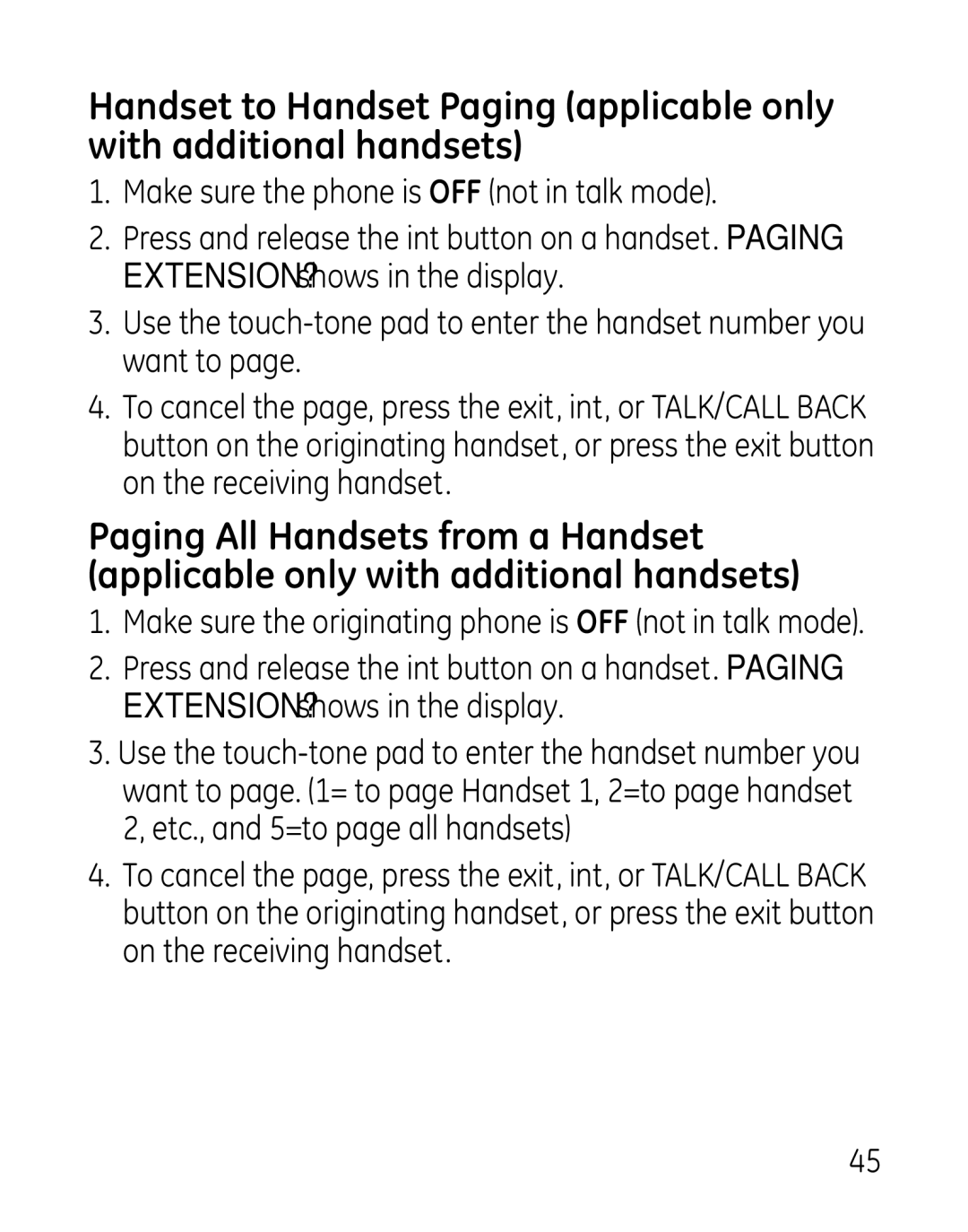 GE 27918, 7907, 00019188 manual Make sure the originating phone is OFF not in talk mode 