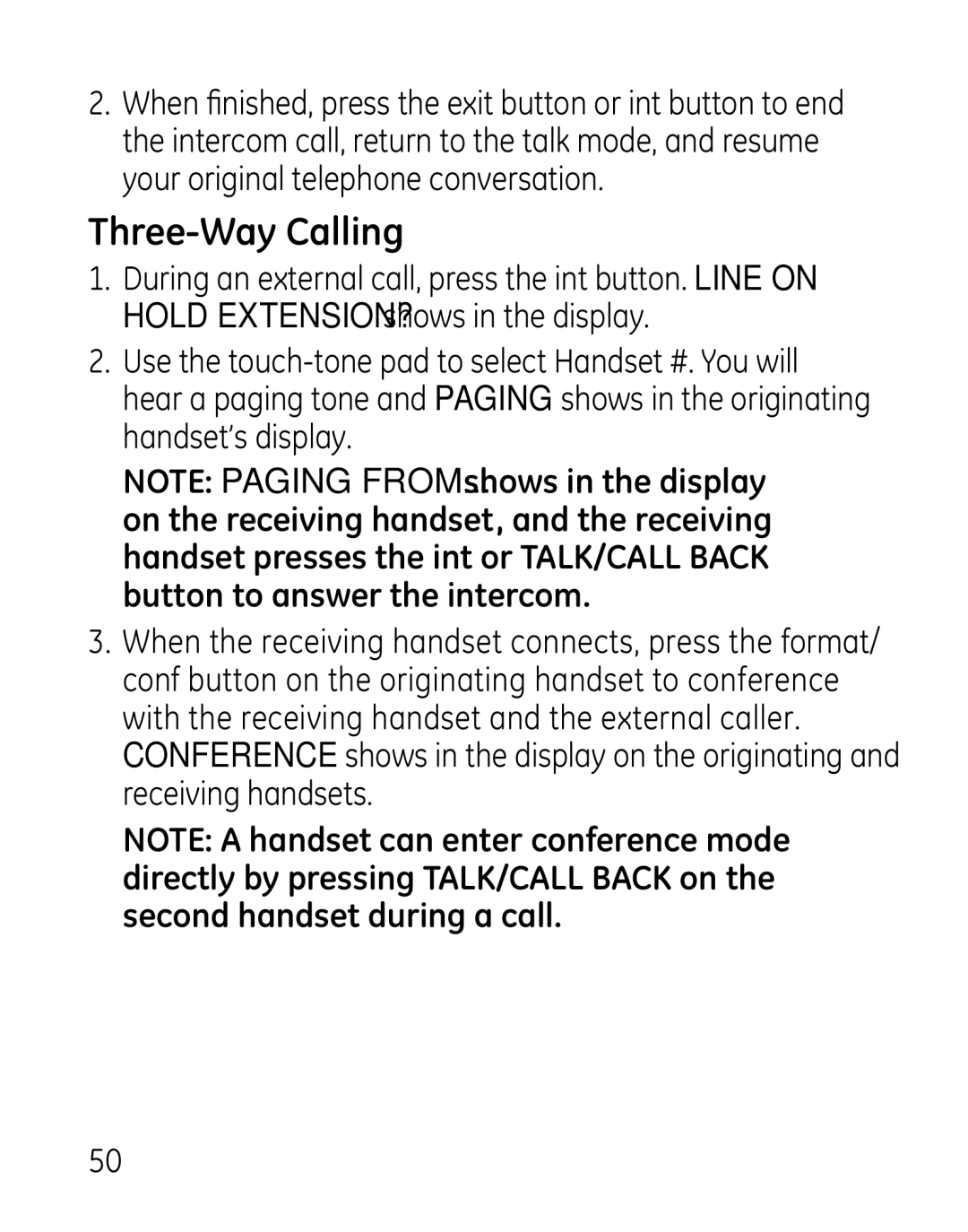 GE 00019188, 27918, 7907 manual Three-Way Calling 