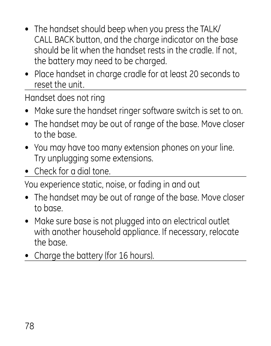 GE 27918, 7907, 00019188 manual Make sure the handset ringer software switch is set to on 