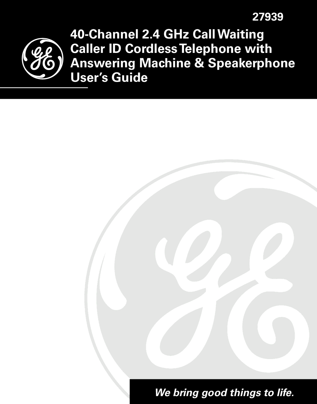 GE 27939 manual 