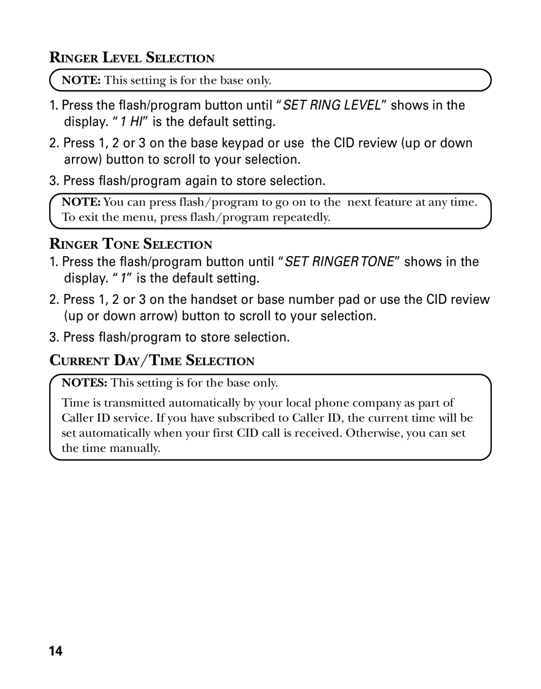 GE 27939 manual Ringer Level Selection 