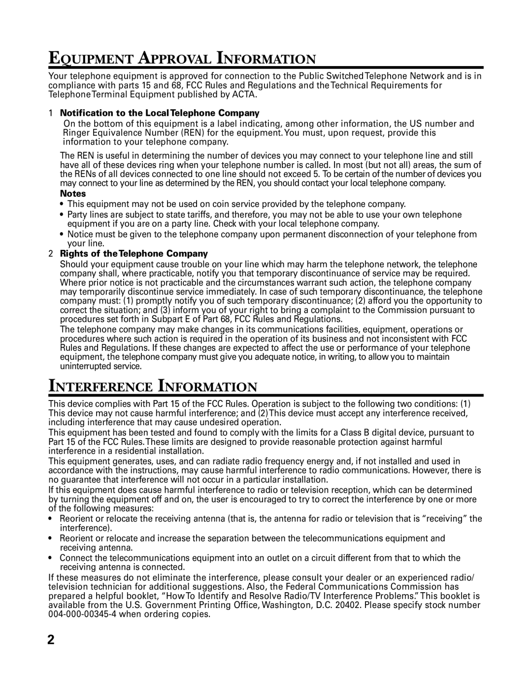 GE 27939 manual Equipment Approval Information, Interference Information 