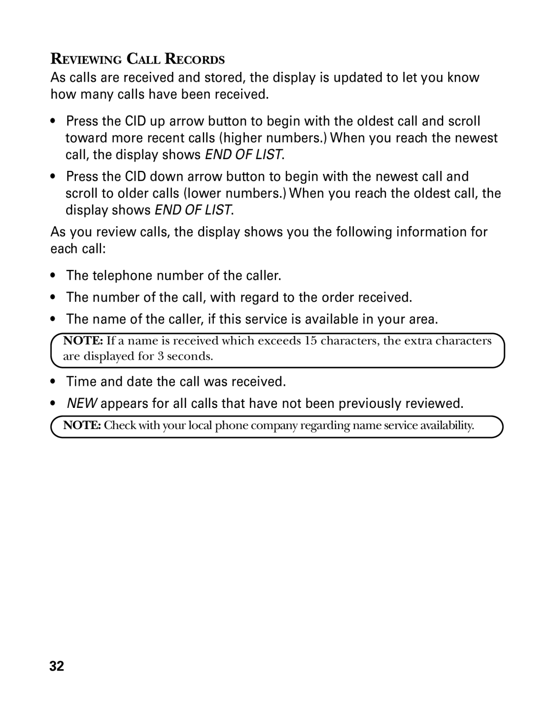 GE 27939 manual Reviewing Call Records 